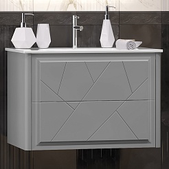 Opadiris Тумба с раковиной Луиджи 70 подвесная серая матовая – фотография-1